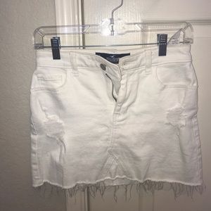 Hollister ripped white denim skirt